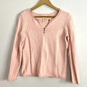 Sundance Pink Henley Sweater
